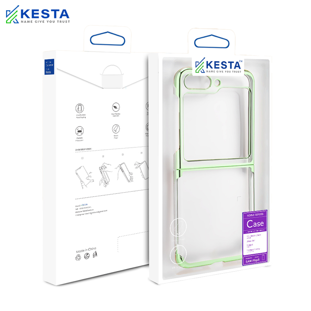 Samsung Z Flip 5 Cover - Noble Leisurely Green Transparent Case (Drop Protecton)